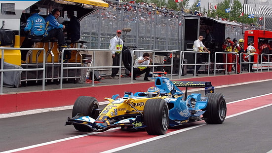 عربة ثلجية زرقاء وسوداء ، فرناندو ألونسو ، فريق رينو F1، خلفية HD HD wallpaper