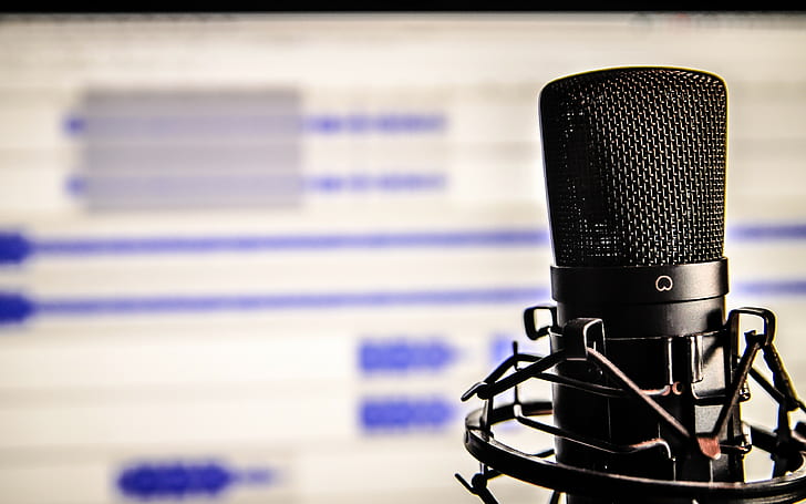 microphone, studio backgrounds, recording, HD wallpaper