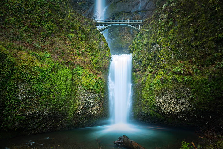 cachoeira, multnomah-falls, oregon, natureza, HD papel de parede