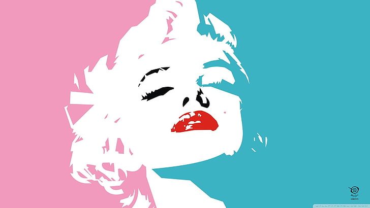 Seni pop Marilyn Monroe, Marilyn Monroe, selebriti, pink, biru, penuh warna, karya seni, Queen, Wallpaper HD