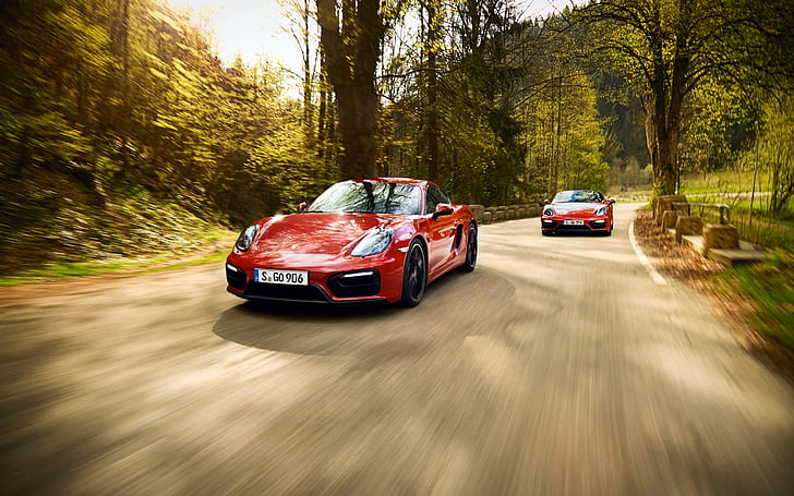 Porsche 911 and 991 red supercars, speed, road, Porsche, 911, 991, Red, Supercars, Speed, Road, HD wallpaper