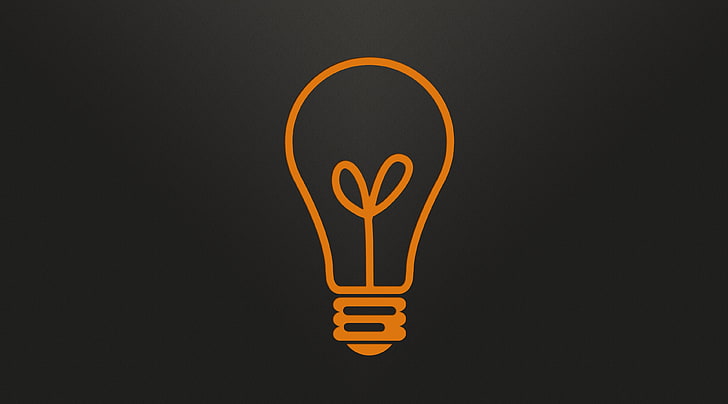 Light Bulb, orange bulb logo wallpaper, Aero, Black, HD wallpaper
