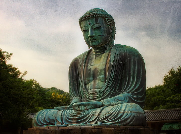 Buddha-Statue, Gautama Buddha-Statue, Weinlese, Japan, Kanon, Buddha, Kanagawaprefecture, Daibutsu, Hase, Kamakura, Kamakurashi, HD-Hintergrundbild