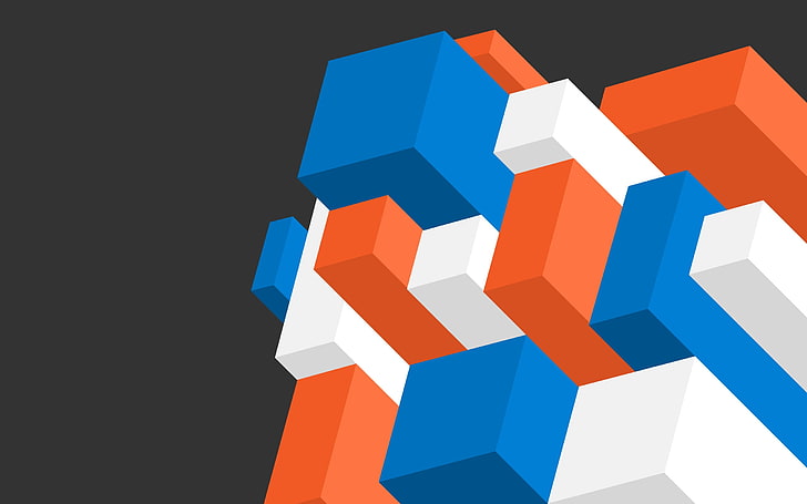 logo bleu, blanc et orange, illustration, résumé, Fond d'écran HD