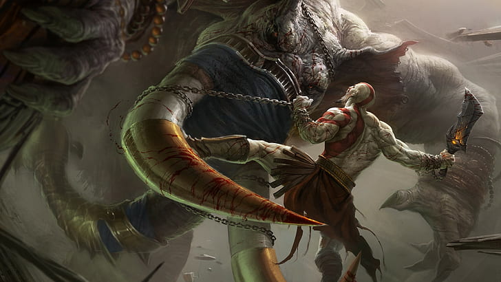 God of War Kratos Monster HD, ilustración de gods of war, videojuegos, guerra, monstruo, dios, kratos, Fondo de pantalla HD
