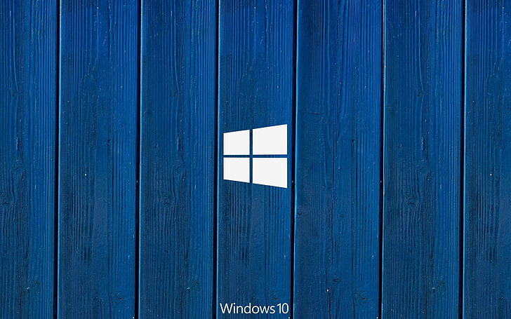 kayu, biru, Windows 10, Wallpaper HD
