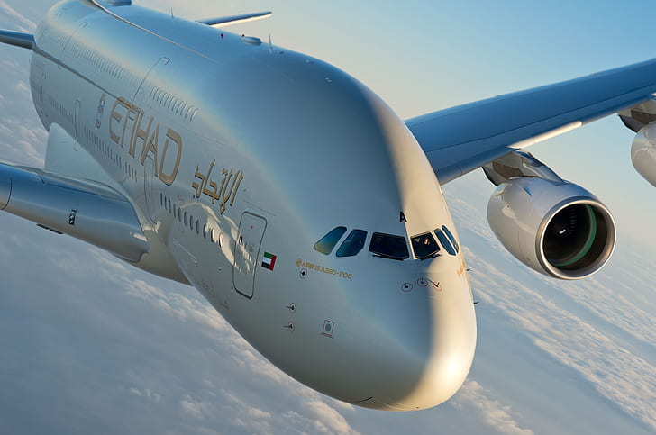 A380, Airbus, Pilot, Etihad Airways, Airbus A380, Cockpit, Ett passagerarplan, Airbus A380-800, HD tapet