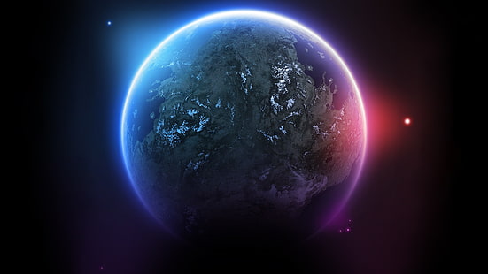 Tapeta cyfrowa planeta Ziemia, przestrzeń, planeta, 3D, sztuka kosmiczna, sztuka cyfrowa, Tapety HD HD wallpaper
