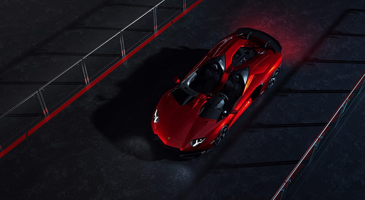 Lamborghini, Red, Front, Supercar, Aventador J, HD wallpaper