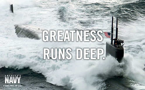United States Navy-Greatness Runs Deep、アメリカ海軍、軍、潜水艦、アメリカ海軍、海軍、潜水艦、船、ボート、 HDデスクトップの壁紙 HD wallpaper