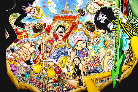 Anime, One Piece, Brook (One Piece), Franky (One Piece), Monkey D. Luffy, Mugiwara (One Piece), Nami (One Piece), Nico Robin, Sanji (One Piece), Tony Tony Chopper, Usopp (One Piece), Zoro Roronoa, HD wallpaper HD wallpaper