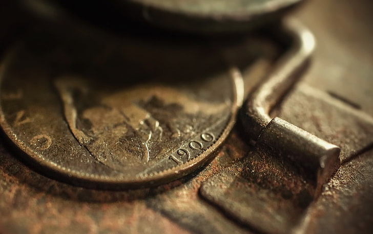 монеты, деньги, старые, 1900 (год), металл, ржавчина, HD обои