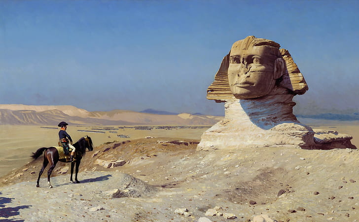 obraz, Egipt, historia, gatunek, Jean-Leon Gerome, Bonaparte przed Sfinksem, Edyp, Tapety HD