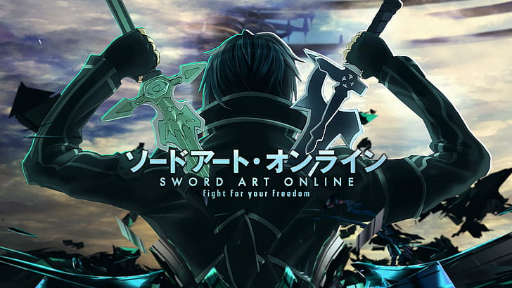 Kirigaya Kazuto, Sword Art Online, Anime, épée, illustration d'art en ligne épée, kirigaya kazuto, art d'épée en ligne, anime, épée, Fond d'écran HD