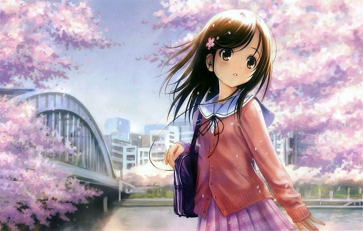 Anime Mädchen, Schulmädchen, HD-Hintergrundbild