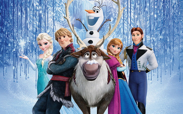 Плакат на Disney Frozen, Frozen (филм), принцеса Анна, принцеса Елза, Olaf, филми, Kristoff (Frozen), анимационни филми, Disney, HD тапет