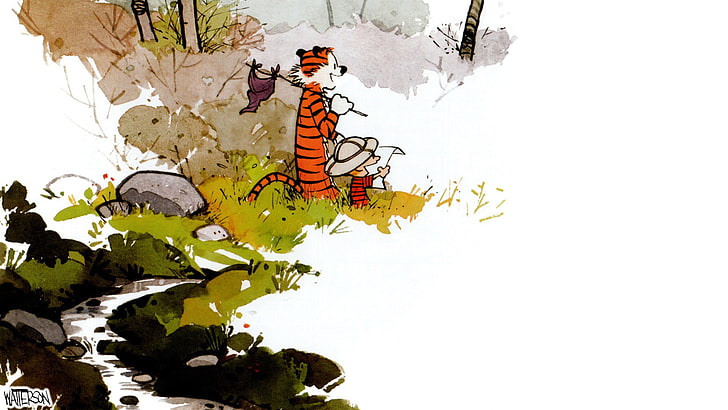 Calvin and Hobbes, comics, exploration, HD wallpaper