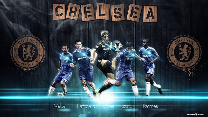 Chelsea Football Team digital wallpaper, chelsea, shamsi, emblem mata, torres, lampard, azar, ramirez, HD wallpaper