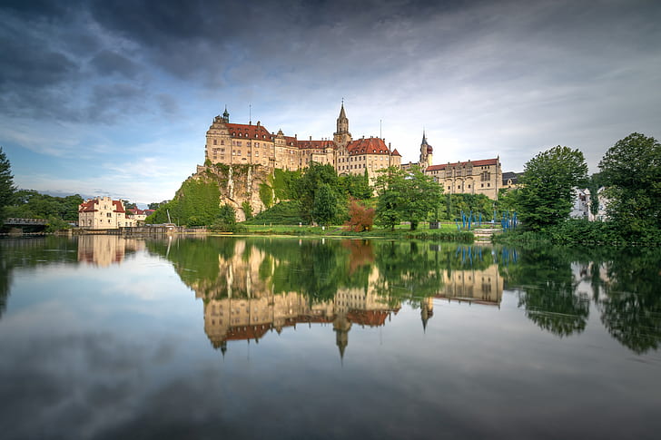 río, castillo, Alemania, Baden-Württemberg, el castillo de Sigmaringen, Fondo de pantalla HD