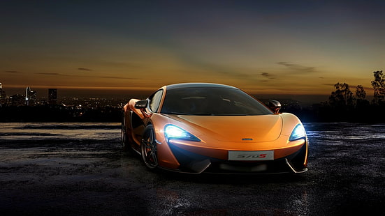 McLaren, 570S, купе, оранжевое спортивное купе, McLaren, 2015, купе, 570S, купе McLaren, HD обои HD wallpaper