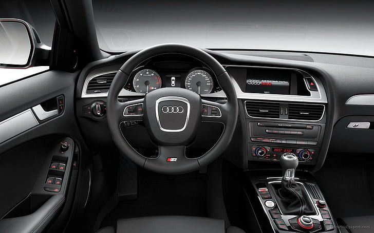2009 Audi S4 Interior, black audi car dashboard, 2009, interior, audi, cars, HD wallpaper