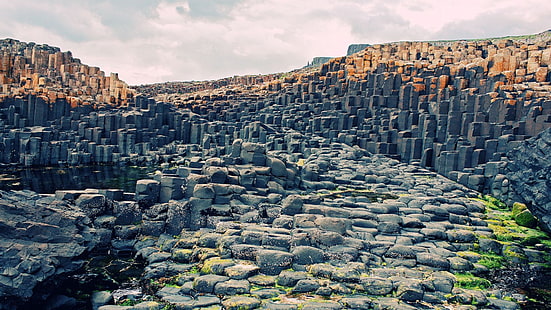 скална формация, природа, гигантска пътека, Ирландия, HD тапет HD wallpaper