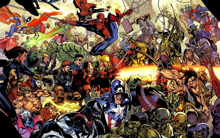комиксы marvel супергерой паук человек яд железный человек капитан америка тор росомаха железный кулак, HD обои