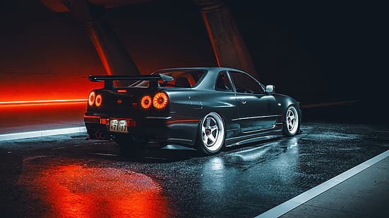 Nissan, автомобил, Nissan R34 GTR, Япония, японски, HD тапет HD wallpaper