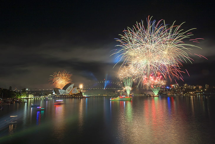 Sydney, Austrália, fogos de artifício, HD papel de parede