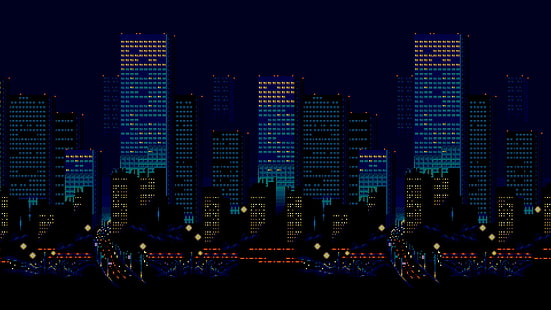 1920x1080 px, Бит, город, Pixel Art, Sega, Улицы Ярости, HD обои HD wallpaper