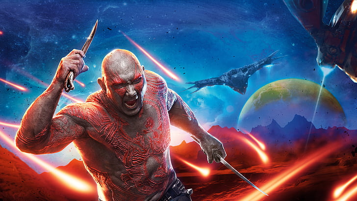 Drax the Destroyer, Dave Bautista, Guardians of the Galaxy Vol 2, 4K, 8K, Sfondo HD