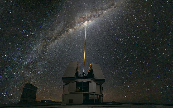 вселенная, обсерватория, лазер, небо, космос, звёзды, HD обои