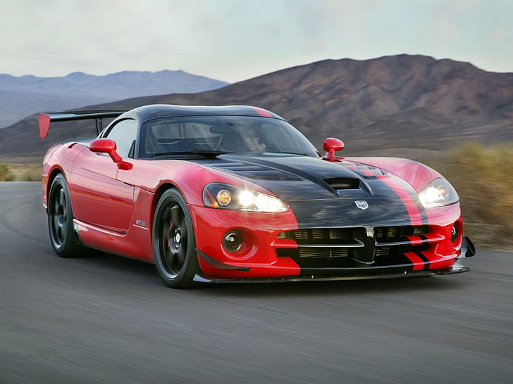 Dodge Viper, червени коли, превозно средство, кола, HD тапет