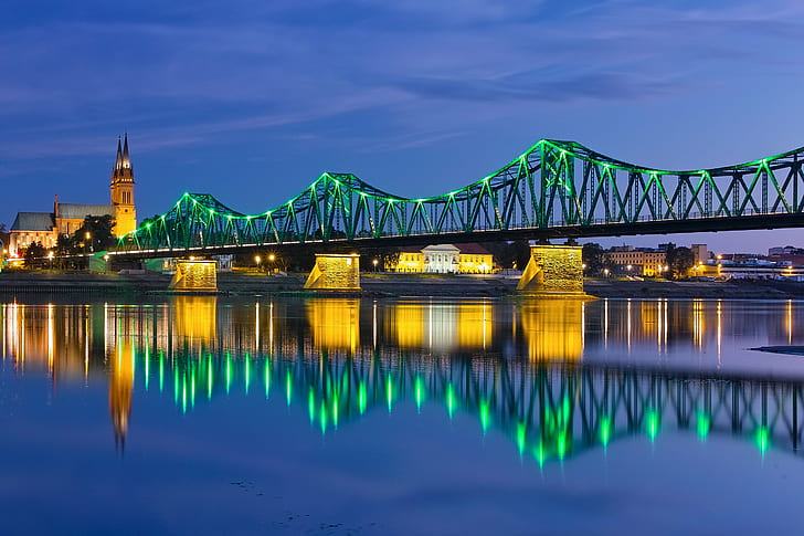جسر أبيض وأسود أثناء الليل ، الثلاثينيات ، جسر أبيض وأسود ، جسر أبيض ، وقت الليل ، Włocławek ، Kujawy ، kujawsko-pomorskie ، Polska ، الليل ، الهندسة المعمارية ، النهر ، المكان الشهير ، مناظر المدينة ، الانعكاس ، الجسر - هيكل من صنع الإنسان ، مضاء ، غسق، أفق حضري، مشهد حضري، ماء، خلفية HD