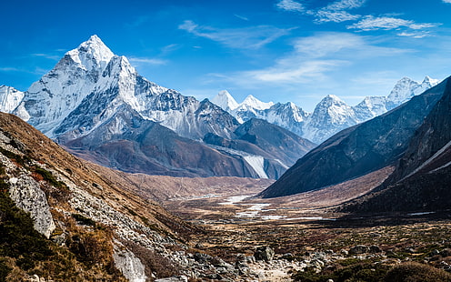 Ама Даблам Гималаи, горы Гималаи, горы, Даблам, Гималаи, HD обои HD wallpaper