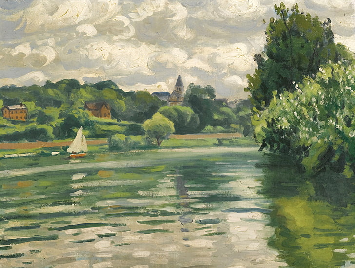landscape, boat, picture, sail, Albert Marquet, Sailing on the Seine, HD wallpaper