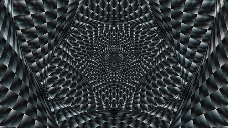 black, black and white, optical illusion, monochrome, pattern, symmetry, texture, illusion, psychedelic art, 3d, computer graphics, digital art, graphics, graphic design, HD wallpaper