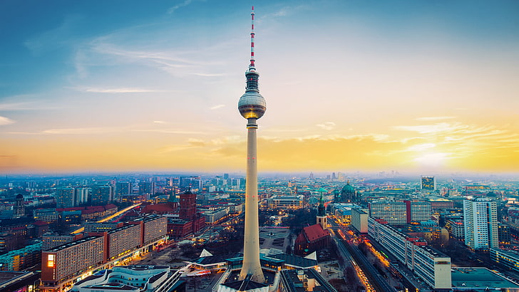4K ، ألمانيا ، Fernsehturm برلين ، برج التلفزيون ، برلين، خلفية HD