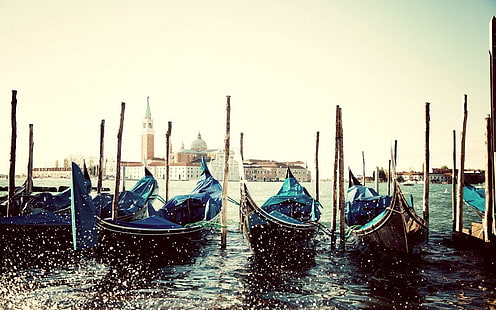 Gondole W Wenecji Włochy, gondole, wenecja, włochy, Tapety HD HD wallpaper