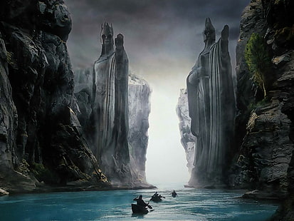 The Lord of the Rings: The Fellowship of the Ring, The Lord of the Rings, Argonath, filmer, HD tapet HD wallpaper
