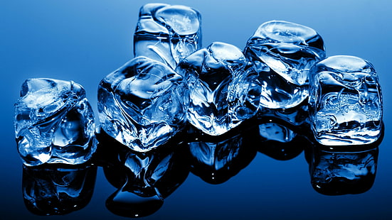 лед, 4k, 5k обои, кубики, синий, замерзший, вода, фон, HD обои HD wallpaper