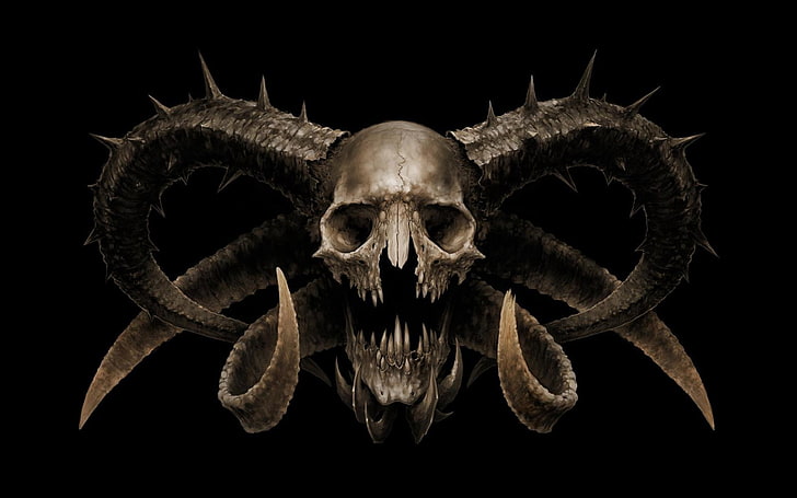 Fondo de pantalla de cráneo gris con cuernos, arte digital, criatura,  cráneo, Fondo de pantalla HD | Wallpaperbetter