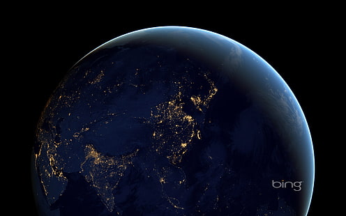 Jord på natten i rymd-maj 2013 Bing tapet, planetjord, HD tapet HD wallpaper