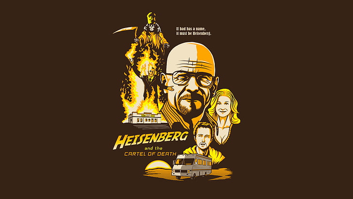 Обои Heisenberg Breaking Bad, Breaking Bad, ТВ, Гейзенберг, Уолтер Уайт, Скайлер Уайт, Джесси Пинкман, кроссовер, HD обои