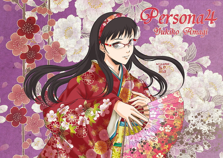 Persona series, Persona 4, yukata, dark hair, anime girls, video games, Amagi Yukiko, HD wallpaper