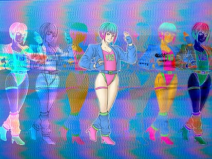 VHS, Glitch Art, Verzerrung, Anime Girls, HD-Hintergrundbild HD wallpaper