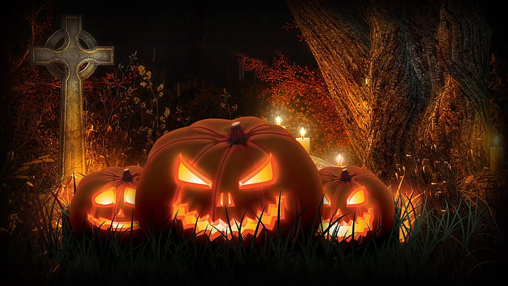 halloween, darkness, jack o lantern, night, halloween night, pumpkin, spooky, holiday, HD wallpaper