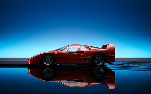 автомобиль, суперкар, Ferrari, Ferrari F40, отражение, HD обои HD wallpaper