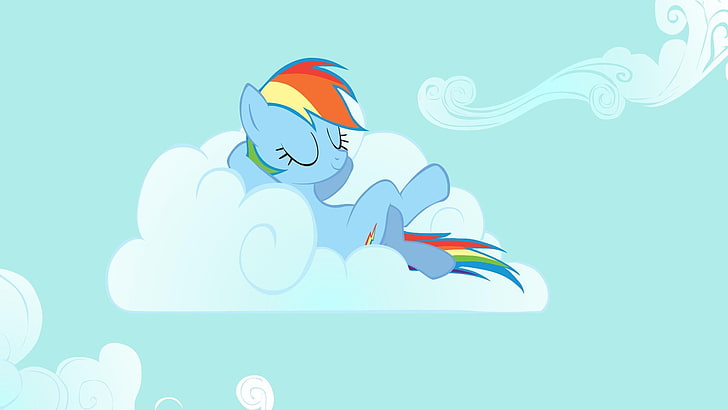 My Little Pony sleeping in cloud wallpaper, Rainbow Dash, My little pony, MLP, MLP:FIM, HD wallpaper