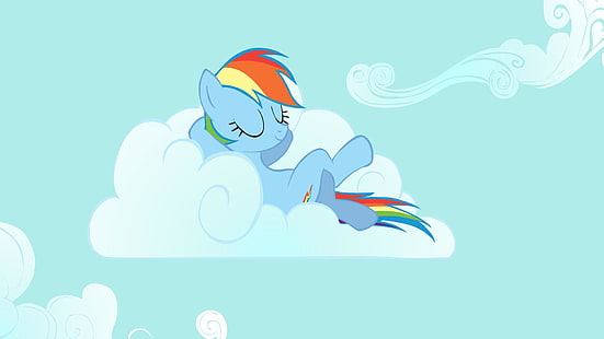 Обои Мой маленький пони, спящий в облаке, Rainbow Dash, Мой маленький пони, MLP, MLP: FIM, HD обои HD wallpaper